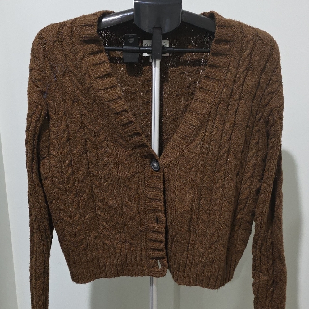 American Eagle Outfitters Chocolate Cable Knit Cardigan